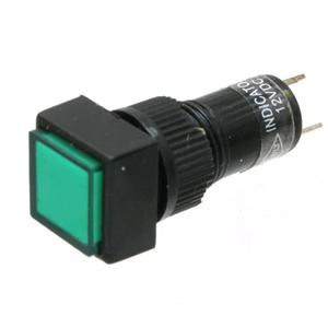 Square Miniature Panel Light, 12 Volt DC Green