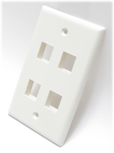 Single Gang Keystone Wall Plate, 4 Port Single Gang Keystone Wall Plate, 4 Port