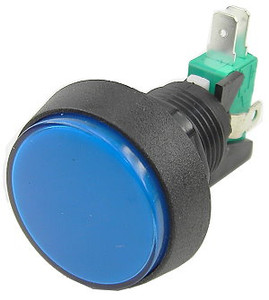 1-1/2 Inch Push Button Illuminated Game Switch - Blue 1-1/2 Inch Push Button Illuminated Game Switch - Blue