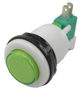 7/8 Inch Push Button Colored Game Switch - Green