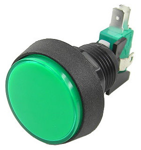 1-1/2 Inch Push Button IlluminatedGame Switch - Green