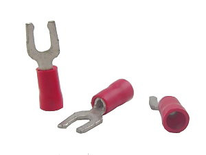 22 - 18 AWG Red Fork Lug, #6, Hook locking 100 Pieces 22 - 18 AWG Red Fork Lug, #6, Hook locking 100 Pieces