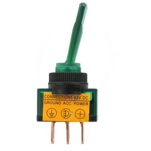 Lighted 12V Paddle Toggle Switch SPST 20A Green Lighted 12V Paddle Toggle Switch SPST 20A Green