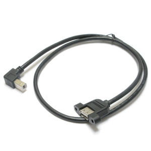 USB A Female Panel Mount to USB B Male, 90 Degree USB A Female Panel Mount to USB B Male, 90 Degree