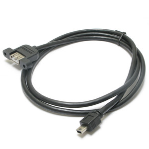 USB A Female Panel Mount to Micro USB Male