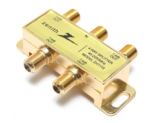 Zenith ZHT115 F-Type 4-Way Cable TV Splitter, 2050 MHz Zenith ZHT115 F-Type 4-Way Cable TV Splitter, 2050 MHz