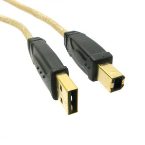 USB Cable A to B, Gold Connectors, 6 ft