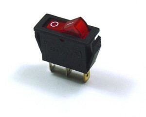 Illuminated Rocker Switch, SPST, 120 Volt AC, 20 Amp Color: Red