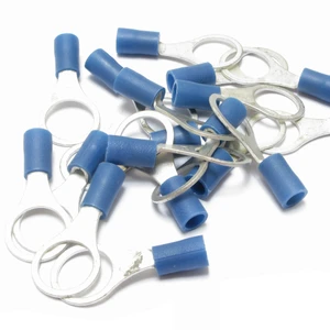 14 - 16 AWG Insulated 3/8 Inch Ring Terminals - 100 Pieces