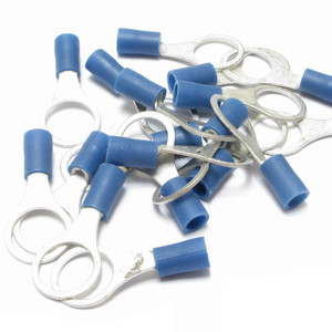 14 - 16 AWG Insulated 3/8 Inch Ring Terminals - 100 Pieces