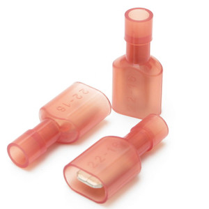 22 - 18 AWG Fully Insulated Male Push-On 0.250" 22 - 18 AWG Fully Insulated Male Push-On 0.250"