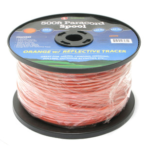 Paracord, Orange With Reflective Tracer, 500 Foot