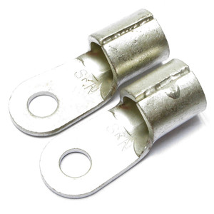 2 Gauge Non-Insulated 1/4 Inch Ring Terminal, 2 Piece
