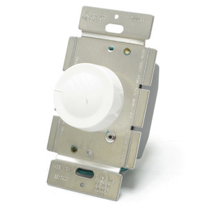 White 3-Way Rotary Push ON/OFF Light Dimmer Switch 600W 120VAC, 5pcs