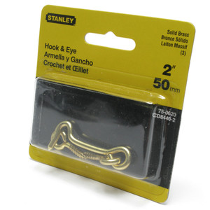 Latch Hook And Eye, Solid Brass, 2 Inch