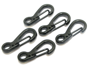 Miniature Stainless Steel Carabiner Spring Clip, 5 pack - Black