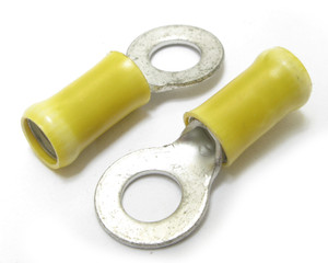 AMP 10-12AWG 1/4" Stud Yellow Ring Terminal, 100pc AMP 10-12AWG 1/4" Stud Yellow Ring Terminal, 100pc