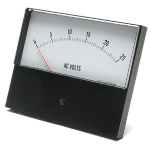0 - 25 Volt AC Analog Panel Meter, 4.5 Inch Meter