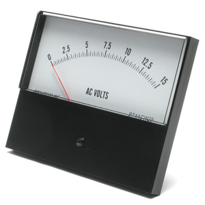 0 - 15 Volt AC Analog Panel Meter, 4.5 Inch Meter