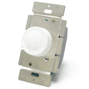 White 3-Way Rotary Push ON/OFF Light Dimmer Switch 600W 120VAC