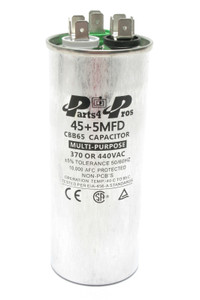 Parts4Pros CBB65, Motor Run Capacitor, 45+5 uF, 370/440 Volt AC Parts4Pros CBB65, Motor Run Capacitor, 45+5 uF, 370/440 Volt AC