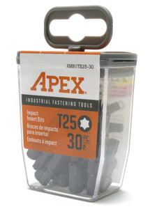 Apex AMB1TX25-30, T25 Torx Insert Bit, For Use In Impact Drivers, 30 Piece