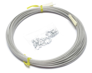 Stainless Steel Wire Rope, 0.8mm x 100ft, w/50 swedges