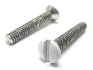 #6-32 x 7/8" Slotted Oval Head Electrical Switch Wall Plate Screws, White, 100pcs