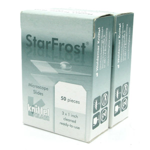 Knittel Glass Starfrost 3" x 1" Bevelled Edge Glass Microscope Slides, 100pcs Knittel Glass Starfrost 3" x 1" Bevelled Edge Glass Microscope Slides, 100pcs