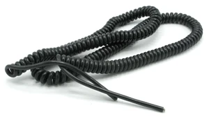 Alpha Wire 722/4 24AWG 2-conductor shielded Coil Cord, Black, 6-12ft