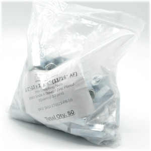 Newport Fasteners Coupling Nut, 1/2"-13 Steel Grade A Zinc Plated 1-3/4" 50pk