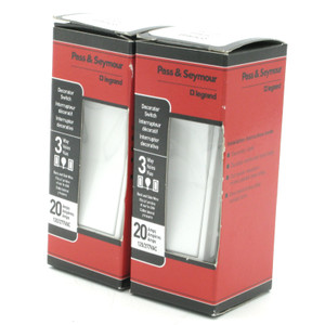 Pass & Seymour 20A 3-Way White Decora Rocker Switch, 2pc