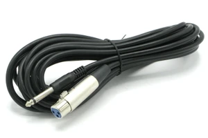 Black 25ft XLR Female to 1/4" Mono Male Cable by 38 brand with silver connectors.