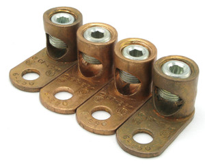 Ilsco CP-250 Slot Screw Straight Pad Mechanical Lug Connector, Copper Alloy, 3/8", 4pc