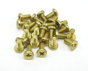 M4 X 7mm Gold Plated Phillips Flat Head Machine Screw, 25pk
