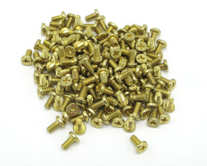 M4 X 7mm Gold Plated Phillips Flat Head Machine Screw, 100pk