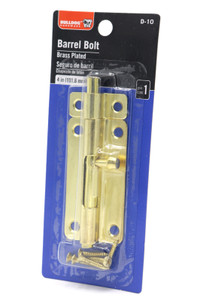 Bulldog Hardware D-10, Barrel Bolt 4 Inch Brass Plated Bulldog Hardware D-10, Barrel Bolt 4 Inch Brass Plated