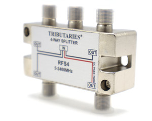 Tributaries RFS4 High Quality Electronic RF 4 way Splitter, 5-2400MHz Tributaries RFS4 High Quality Electronic RF 4 way Splitter, 5-2400MHz