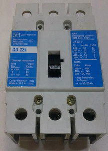 Cutler-Hammer GD22K 480VAC 20 amp 3-pole Circuit Breaker Cutler-Hammer GD22K 480VAC 20 amp 3-pole Circuit Breaker