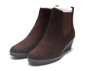 Aerosoles Women's Brandi Wedge Bootie, Brown Fabric, 10M Aerosoles Women's Brandi Wedge Bootie, Brown Fabric, 10M