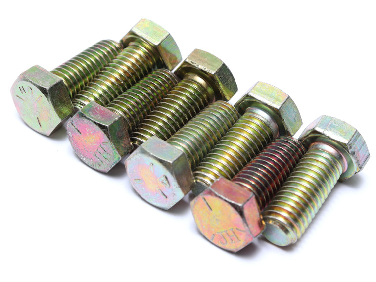 1/2"-13 x 1-1/4" Yellow Zinc Plated Hex Bolts, 8 Piece