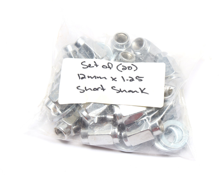 Chrome Plated 12mm X 1.25" Short Shank 3E Lug Nuts, 20pcs