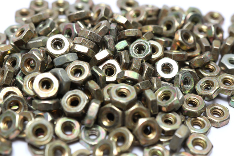 4-40 Zinc Plated Steel Hex Nuts, 200pcs