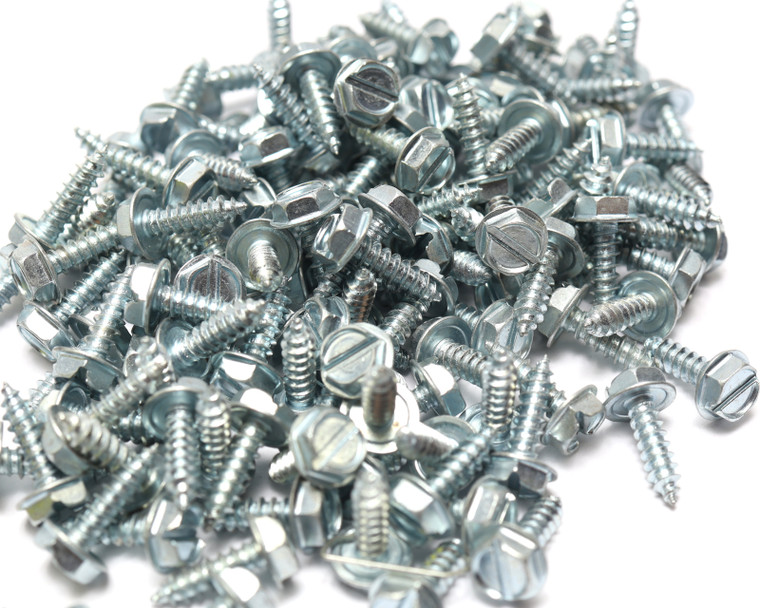 #6 x 1/2" Steel Slotted Hex Washer Screws, 100pcs