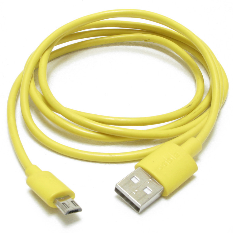 USB A to Micro USB Cable, 4 Foot, Yellow
