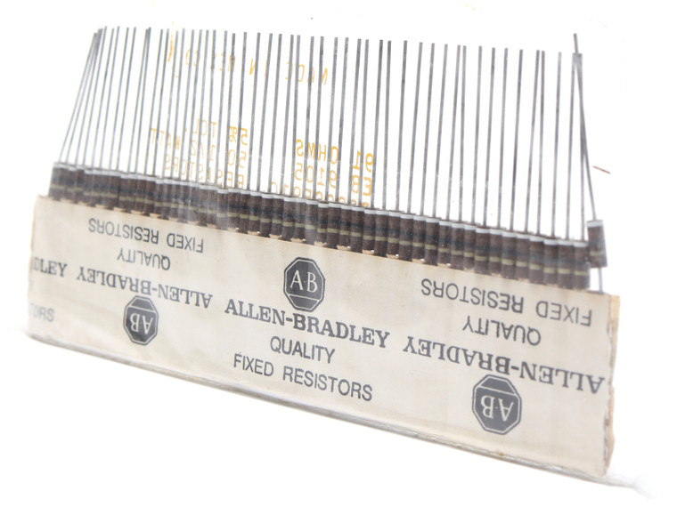 Allen Bradley RC20GF910J 91 Ohm 1/2 Watt 5% Carbon Resistor, 50pc