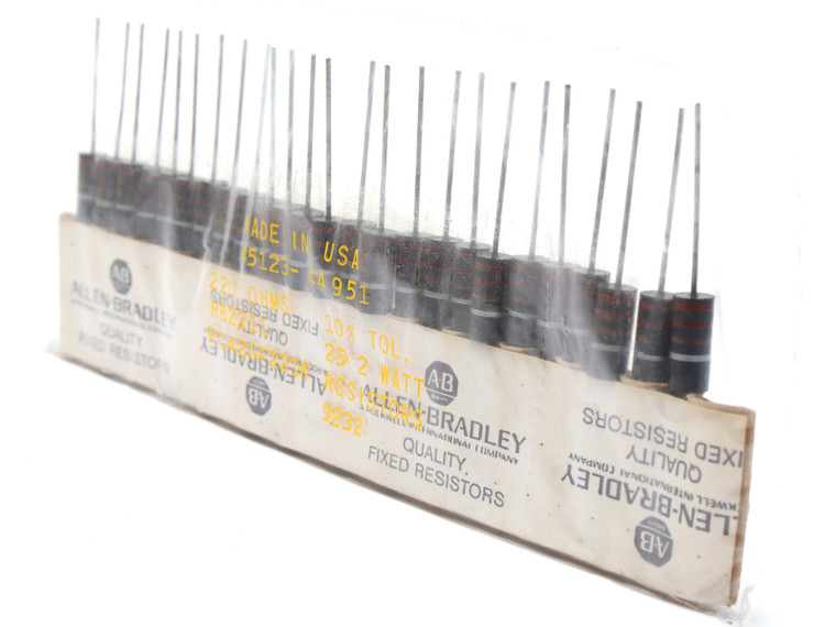 Allen Bradley RC42GF221K 220 Ohm 2 Watt 10% Carbon Resistor, 25pc