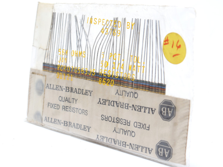 Allen Bradley RCR07G563JS 56k Ohm 1/4 Watt 5% Carbon Resistor, 50pc