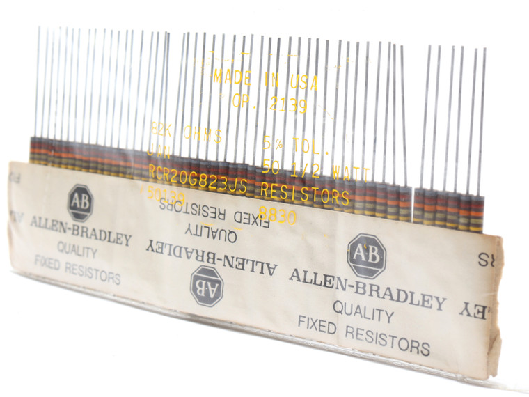 Allen Bradley RCR20G823JS 82k Ohm 1/2 Watt 5% Carbon Resistor, 50pc