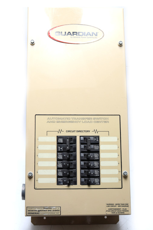 Generac 0E7969 100Amp 120/240VAC Load Center, Single Phase, 3 Wire